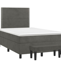 Boxspringbett mit Matratze Dunkelgrau 120x190 cm Samt