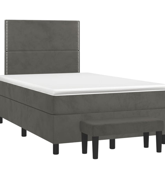 Boxspringbett mit Matratze Dunkelgrau 120x190 cm Samt