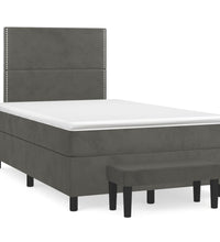 Boxspringbett mit Matratze Dunkelgrau 120x190 cm Samt