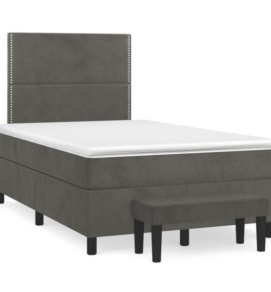 Boxspringbett mit Matratze Dunkelgrau 120x190 cm Samt