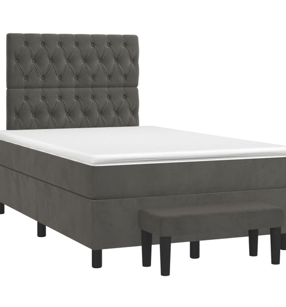 Boxspringbett mit Matratze Dunkelgrau 120x190 cm Samt