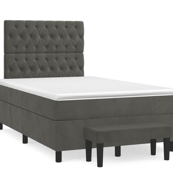 Boxspringbett mit Matratze Dunkelgrau 120x190 cm Samt