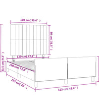 Bettgestell ohne Matratze Hellgrau 120x190 cm Stoff