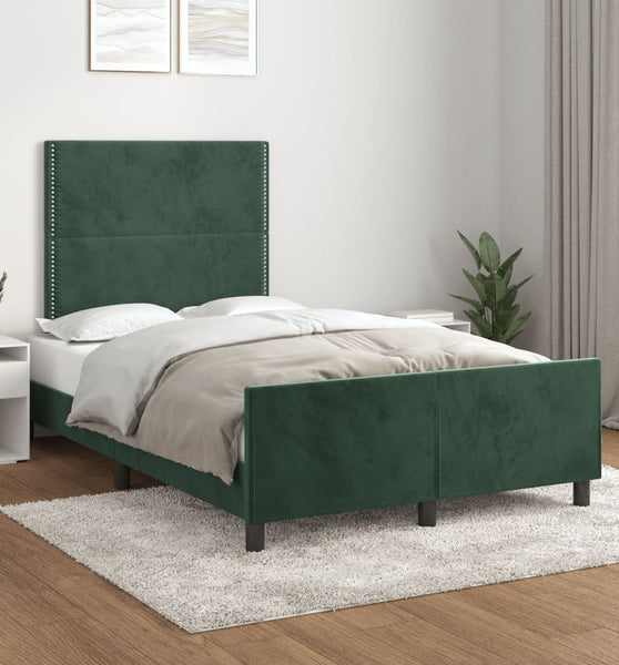 Bettgestell ohne Matratze Dunkelgrün 120x190 cm Samt