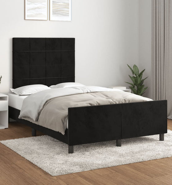 Bettgestell ohne Matratze Schwarz 120x190 cm Samt