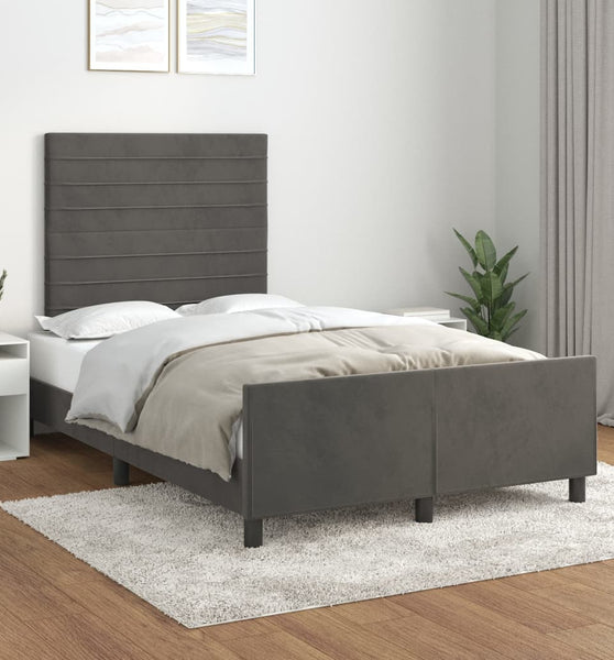Bettgestell ohne Matratze Dunkelgrau 120x190 cm Samt