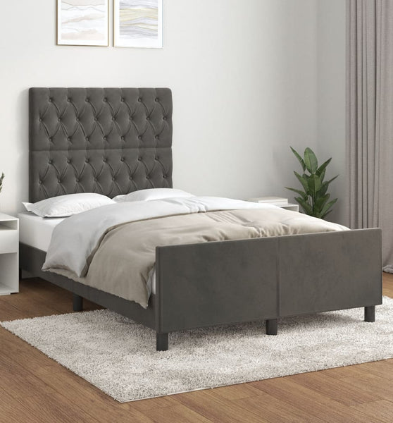 Bettgestell ohne Matratze Dunkelgrau 120x190 cm Samt