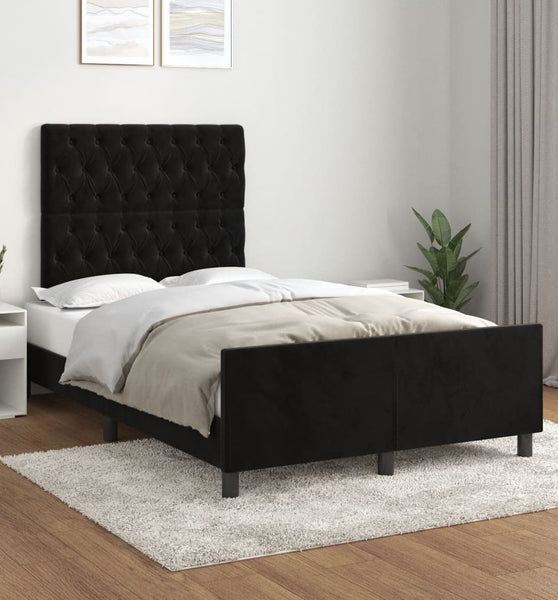 Bettgestell ohne Matratze Schwarz 120x190 cm Samt