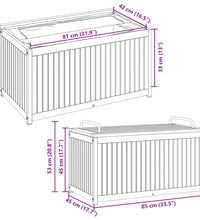 Gartenbox 85x45x45/53 cm Massivholz Akazie und Stahl