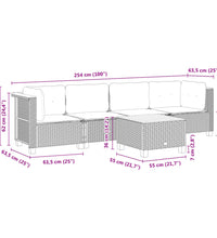 5-tlg. Garten-Sofagarnitur mit Kissen Grau Poly Rattan