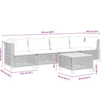 5-tlg. Garten-Sofagarnitur mit Kissen Schwarz Poly Rattan