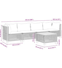 5-tlg. Garten-Sofagarnitur mit Kissen Beige Poly Rattan