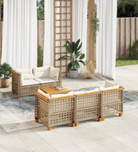 6-tlg. Garten-Sofagarnitur mit Kissen Beige Poly Rattan