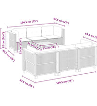 7-tlg. Garten-Sofagarnitur mit Kissen Beige Poly Rattan
