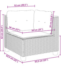 7-tlg. Garten-Sofagarnitur mit Kissen Beige Poly Rattan