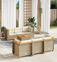7-tlg. Garten-Sofagarnitur mit Kissen Beige Poly Rattan