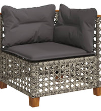 7-tlg. Garten-Sofagarnitur mit Kissen Grau Poly Rattan