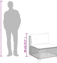 7-tlg. Garten-Sofagarnitur mit Kissen Grau Poly Rattan