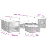 7-tlg. Garten-Sofagarnitur mit Kissen Grau Poly Rattan
