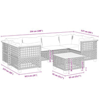 7-tlg. Garten-Sofagarnitur mit Kissen Beige Poly Rattan