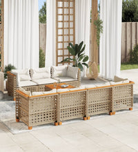 8-tlg. Garten-Sofagarnitur mit Kissen Beige Poly Rattan