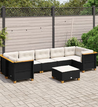 8-tlg. Garten-Sofagarnitur mit Kissen Schwarz Poly Rattan