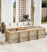 9-tlg. Garten-Sofagarnitur mit Kissen Beige Poly Rattan