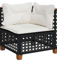 9-tlg. Garten-Sofagarnitur mit Kissen Schwarz Poly Rattan