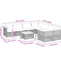 9-tlg. Garten-Sofagarnitur mit Kissen Schwarz Poly Rattan