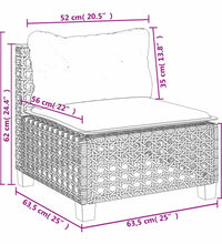 9-tlg. Garten-Sofagarnitur mit Kissen Beige Poly Rattan