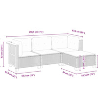 4-tlg. Garten-Sofagarnitur mit Kissen Schwarz Poly Rattan