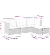 4-tlg. Garten-Sofagarnitur mit Kissen Grau Poly Rattan