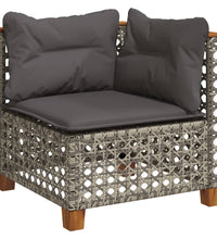 4-tlg. Garten-Sofagarnitur mit Kissen Grau Poly Rattan