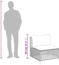 4-tlg. Garten-Sofagarnitur mit Kissen Grau Poly Rattan