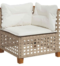 4-tlg. Garten-Sofagarnitur mit Kissen Beige Poly Rattan