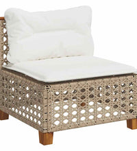 5-tlg. Garten-Sofagarnitur mit Kissen Beige Poly Rattan