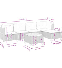 6-tlg. Garten-Sofagarnitur mit Kissen Schwarz Poly Rattan