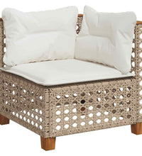 6-tlg. Garten-Sofagarnitur mit Kissen Beige Poly Rattan