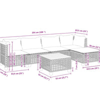 6-tlg. Garten-Sofagarnitur mit Kissen Beige Poly Rattan