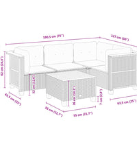 5-tlg. Garten-Sofagarnitur mit Kissen Schwarz Poly Rattan