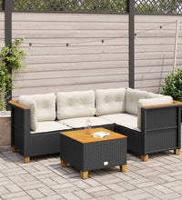 5-tlg. Garten-Sofagarnitur mit Kissen Schwarz Poly Rattan