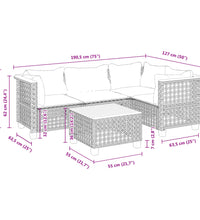 5-tlg. Garten-Sofagarnitur mit Kissen Schwarz Poly Rattan