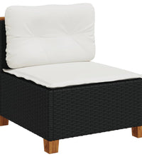 6-tlg. Garten-Sofagarnitur mit Kissen Schwarz Poly Rattan