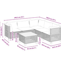 6-tlg. Garten-Sofagarnitur mit Kissen Schwarz Poly Rattan