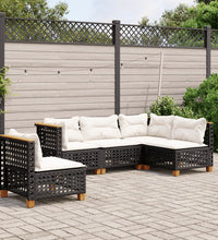 5-tlg. Garten-Sofagarnitur mit Kissen Schwarz Poly Rattan