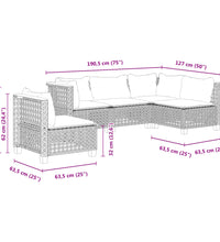 5-tlg. Garten-Sofagarnitur mit Kissen Beige Poly Rattan