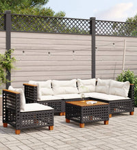 6-tlg. Garten-Sofagarnitur mit Kissen Schwarz Poly Rattan