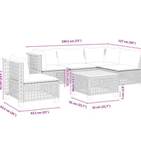 6-tlg. Garten-Sofagarnitur mit Kissen Beige Poly Rattan