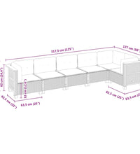 6-tlg. Garten-Sofagarnitur mit Kissen Grau Poly Rattan
