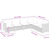 6-tlg. Garten-Sofagarnitur mit Kissen Schwarz Poly Rattan